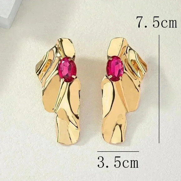 Multicolor Women's Exaggerated Sea Wave Shape Luxurious Earrings - Picture 4 of 6